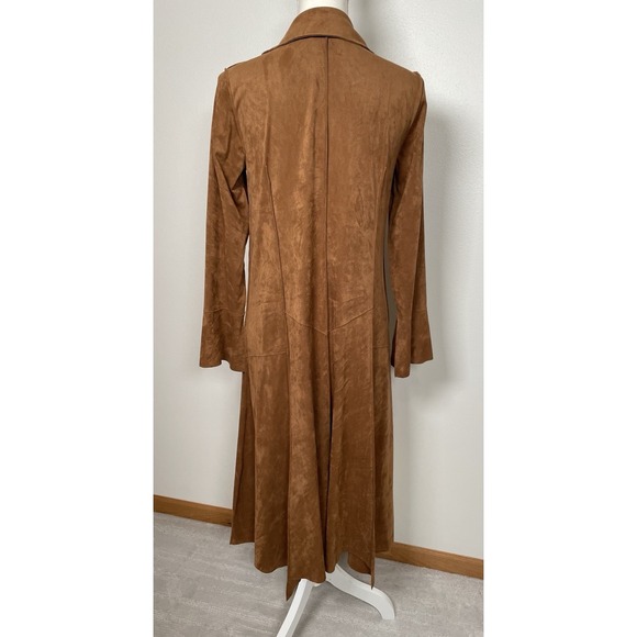Soft Surroundings Faux Suede Duster Jacket Brown Long Open Front Cardigan SZ XS - Picture 5 of 9